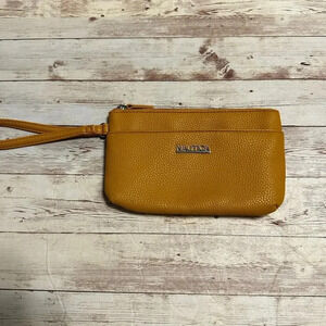 Nautica Pebbled Leather Wristlet Zipper Mustard